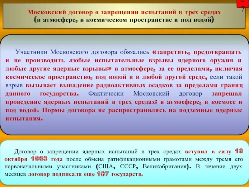 Проблема борьбы за нераспространение ядерного оружия. Московский договор.