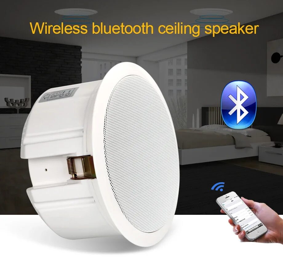 Потолочная колонка с bluetooth. Потолочный динамик с bluetooth. встраиваемая блютуз колонка. настенный динамик с bluetooth.