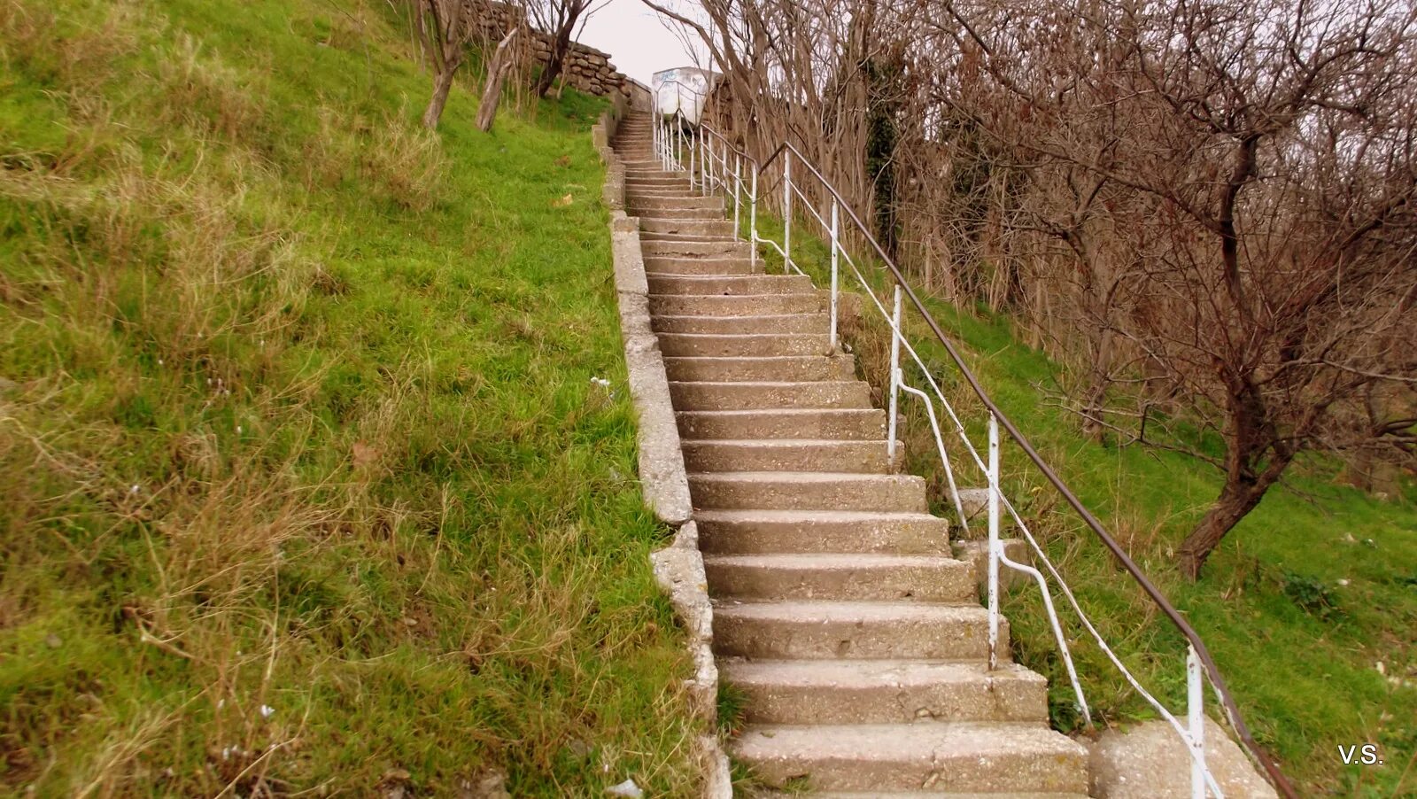 Таврическая лестница Севастополь. Таврическая лестница Синопский спуск. Лоо лестница. Металлическая лестница на склоне.