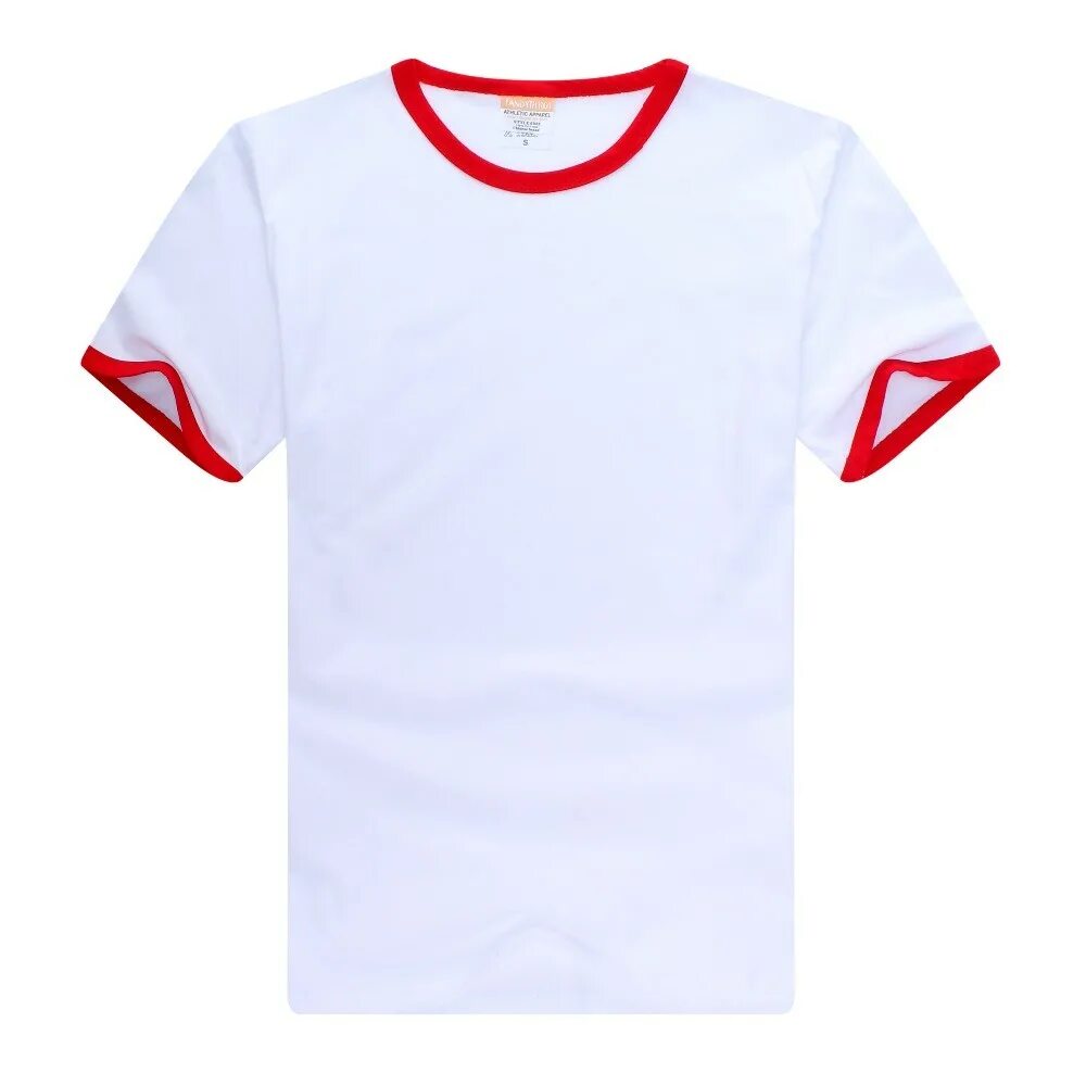 Сублимация на футболках. Футболка для термопереноса. Белая футболка с красным кантом. Футболка под сублимацию.
