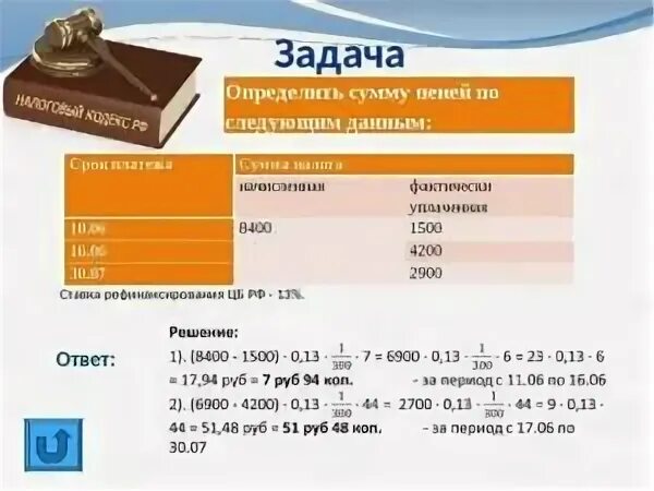 Уплачивает пени или пеню