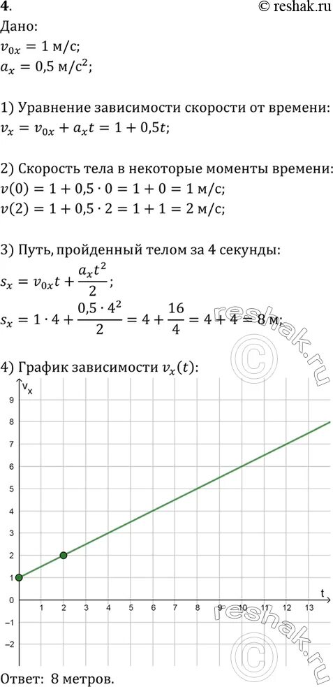 Велосипедист съезжает с горки двигаясь равноускоренно. Велосипедист съехал с горки за 5 с.