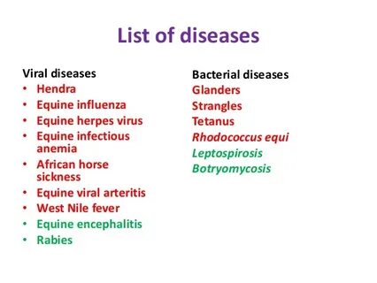Diseases examples