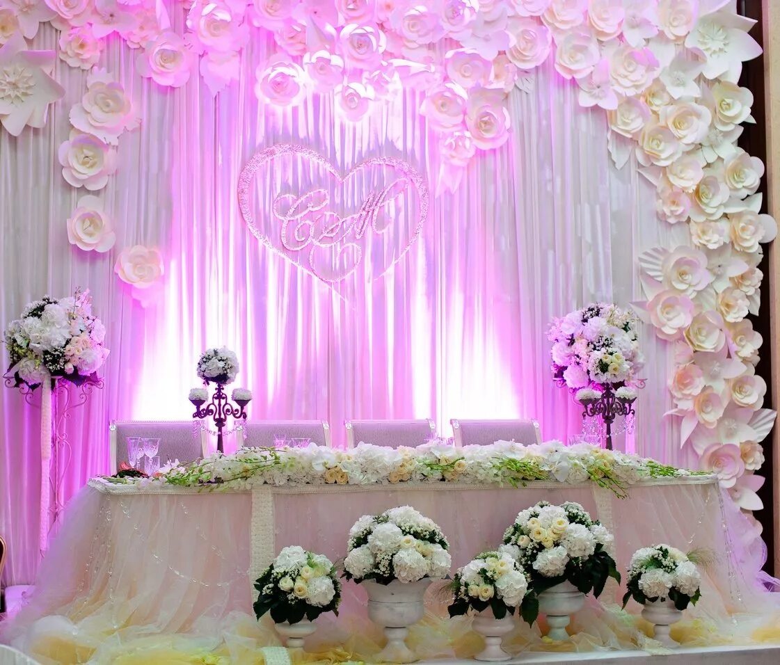 Красивое украшение свадебного зала. Оригинальное оформление зала. Необычное украшение зала. Оригинальное оформление зала. Украшение свадьбы цветами.