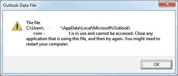 This file is required. Microsoft Outlook Error. Ошибка Outlook нет лицензии. Outlook Error 0x8004010f. There is a problem writing to your Outlook data file *.OST.