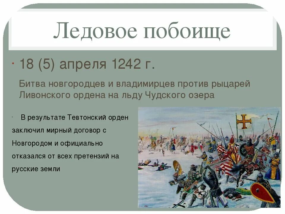 5 апреля 18 года. 1242 Ледовое побоище битва на Чудском.