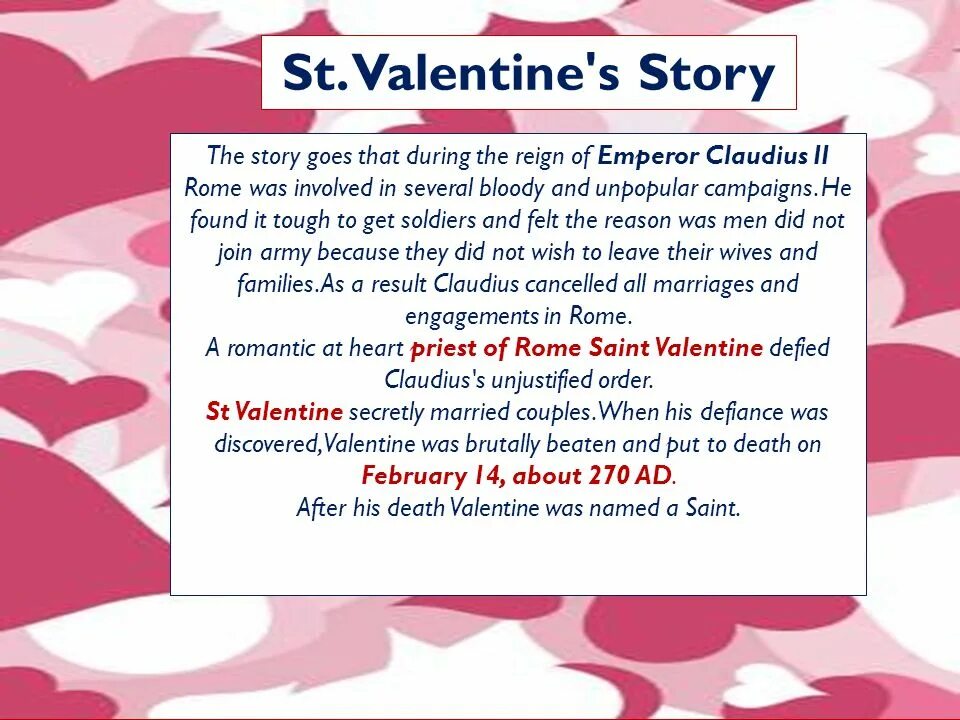 Saint Valentine's Day History. Happy Valentine's Day History. The History of Valentine's Day текст. Valentine s day lesson