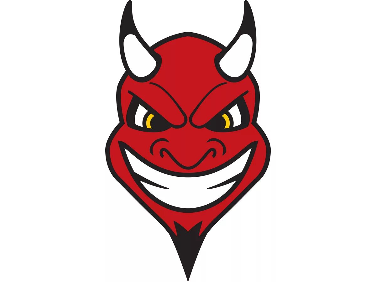 Красный дьявол. Черт лого. Черт лого. Улыбка демона. Черт лого.