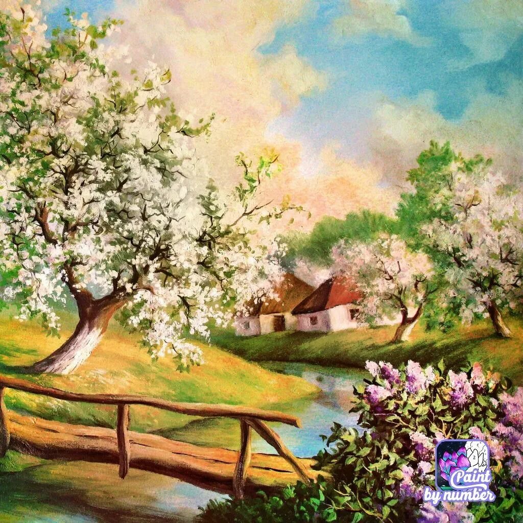 Весенний пейзаж. Пейзаж цветущие сады. Весенний сад живопись. Рисование цветущий сад