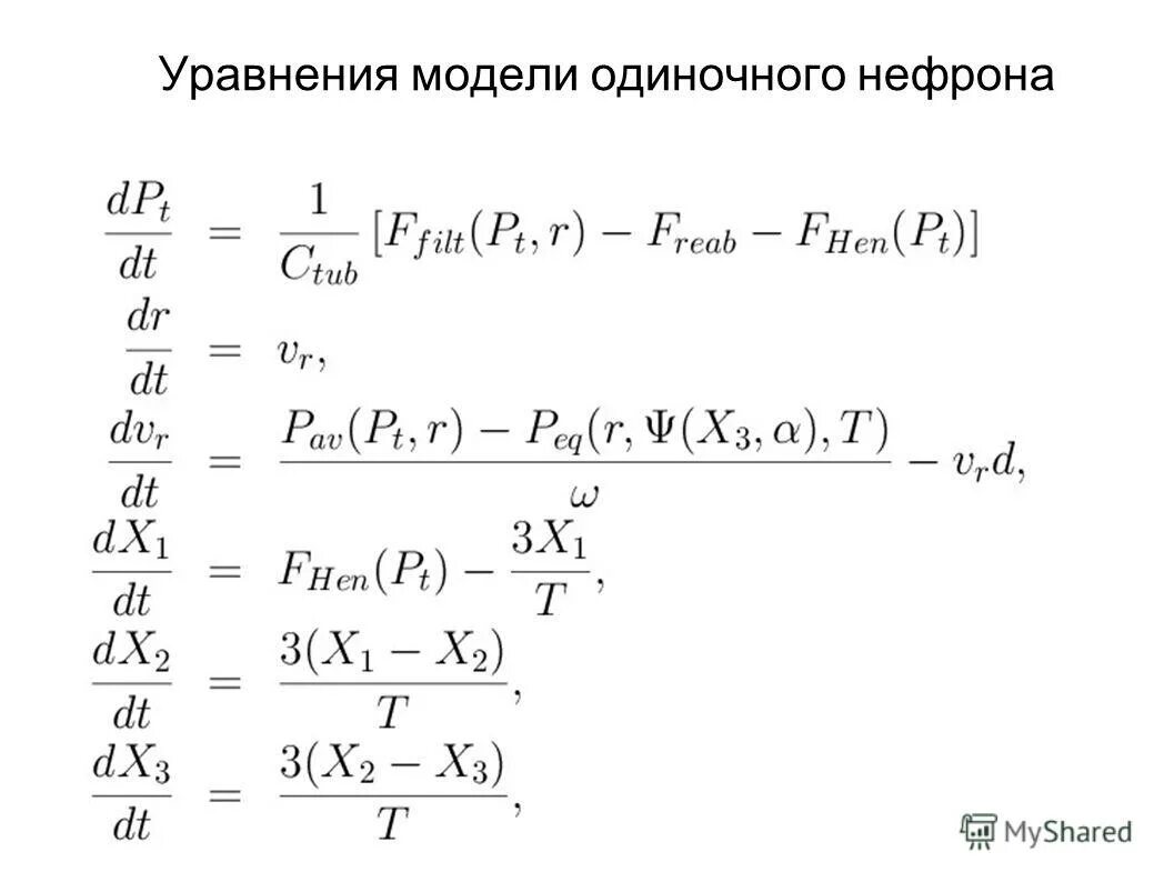 Уравнение модели. Модельное уравнение.