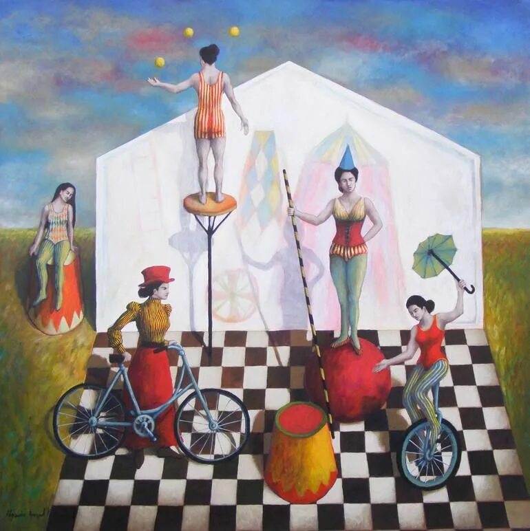 A clown works at a circus