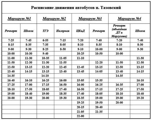 Расписание маршруток новый уренгой