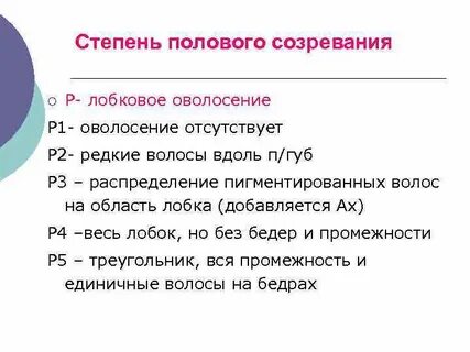 Половое развитие 4 стадии