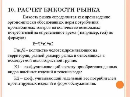 Расчет рынка