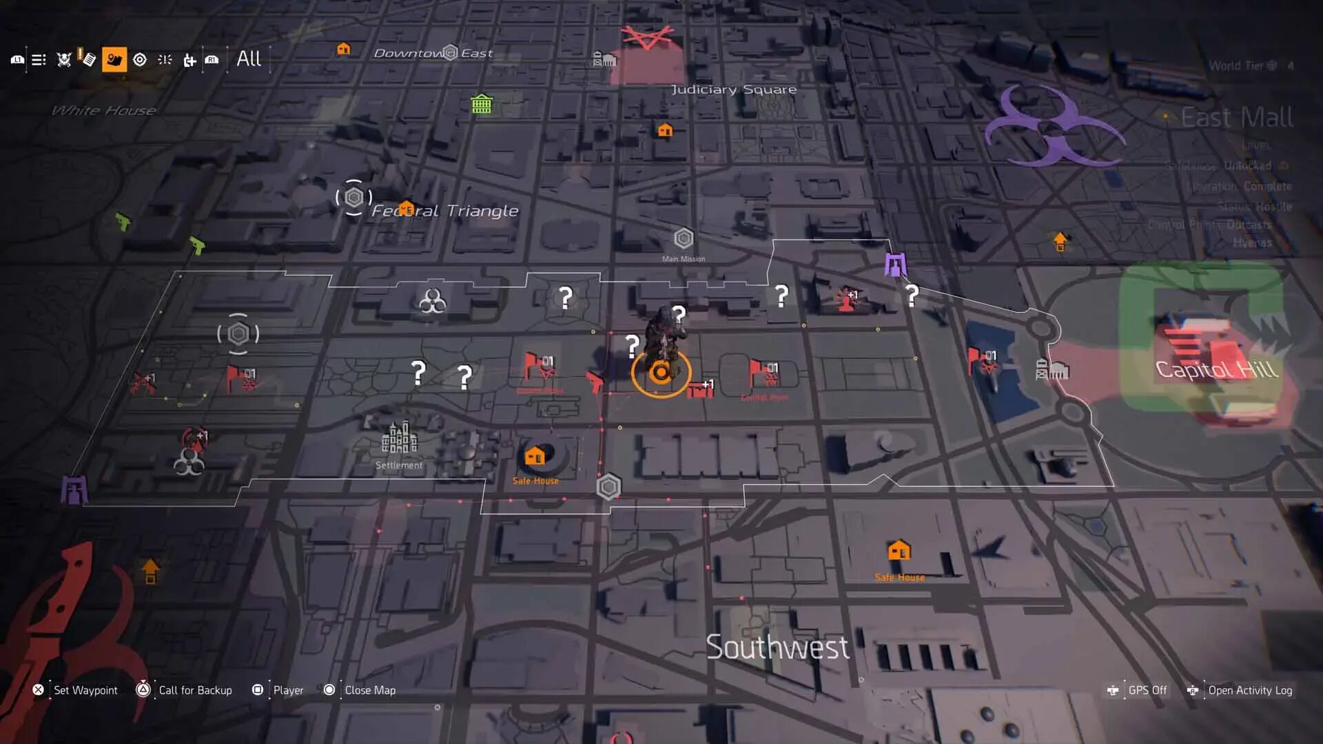 Как пройти division 2. The division 2 карта лута. the division 2 центральный парк карта. division 2 западный даунтаун. division 2 локации.