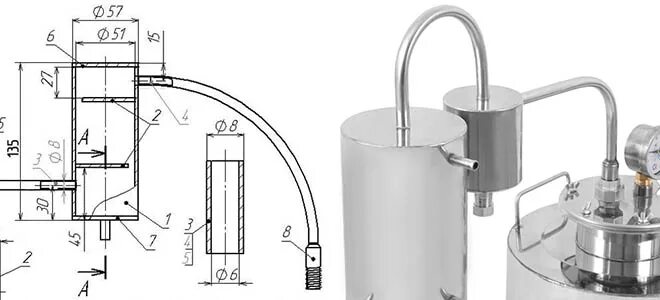 Сухопарник для самогонного аппарата чертеж. Устройство самогонного аппарата с сухопарником чертежи. Устройство самогонного аппарата с сухопарником. Самогонный аппарат чертежи с размерами из нержавейки. Чертежи самогонного аппарата