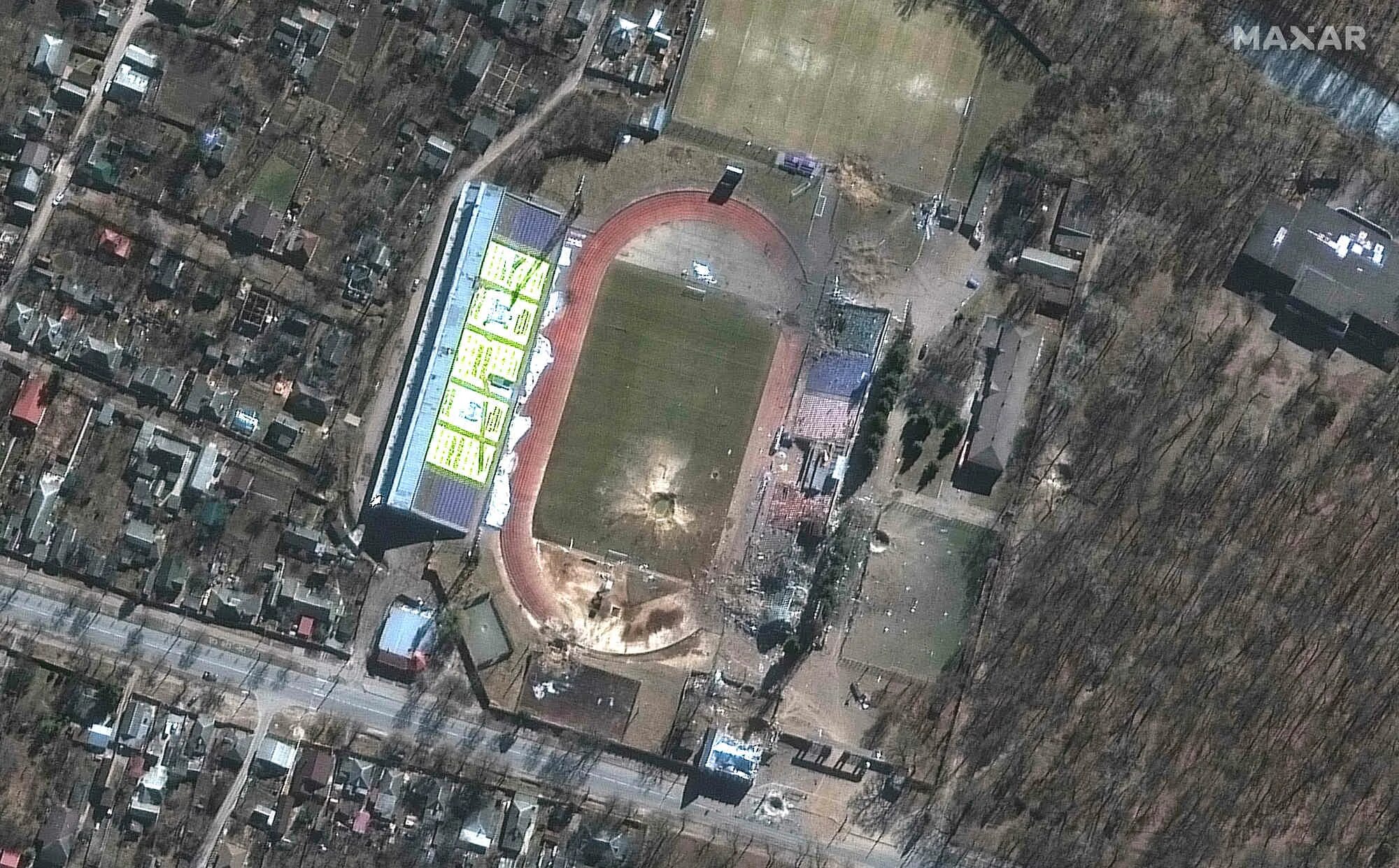 Черниговский стадион Донецкий стадион. Снимки со спутника. Разрушенный стадион. Разрушенные стадионы Украины.