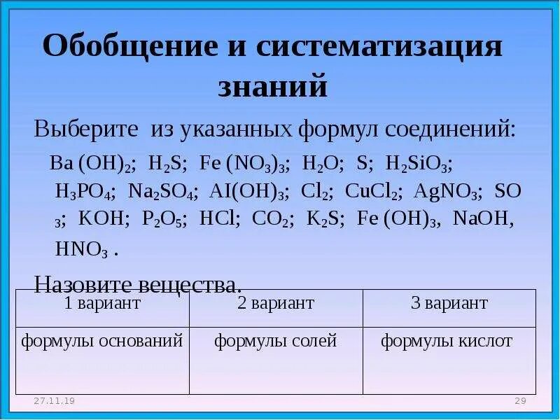 Составление формул классов неорганических соединений. Классификации соединений по химии 8 класс. Основные классы неорганических веществ 8 класс формулы. Химия 8 класс основные классы неорганических соединений.