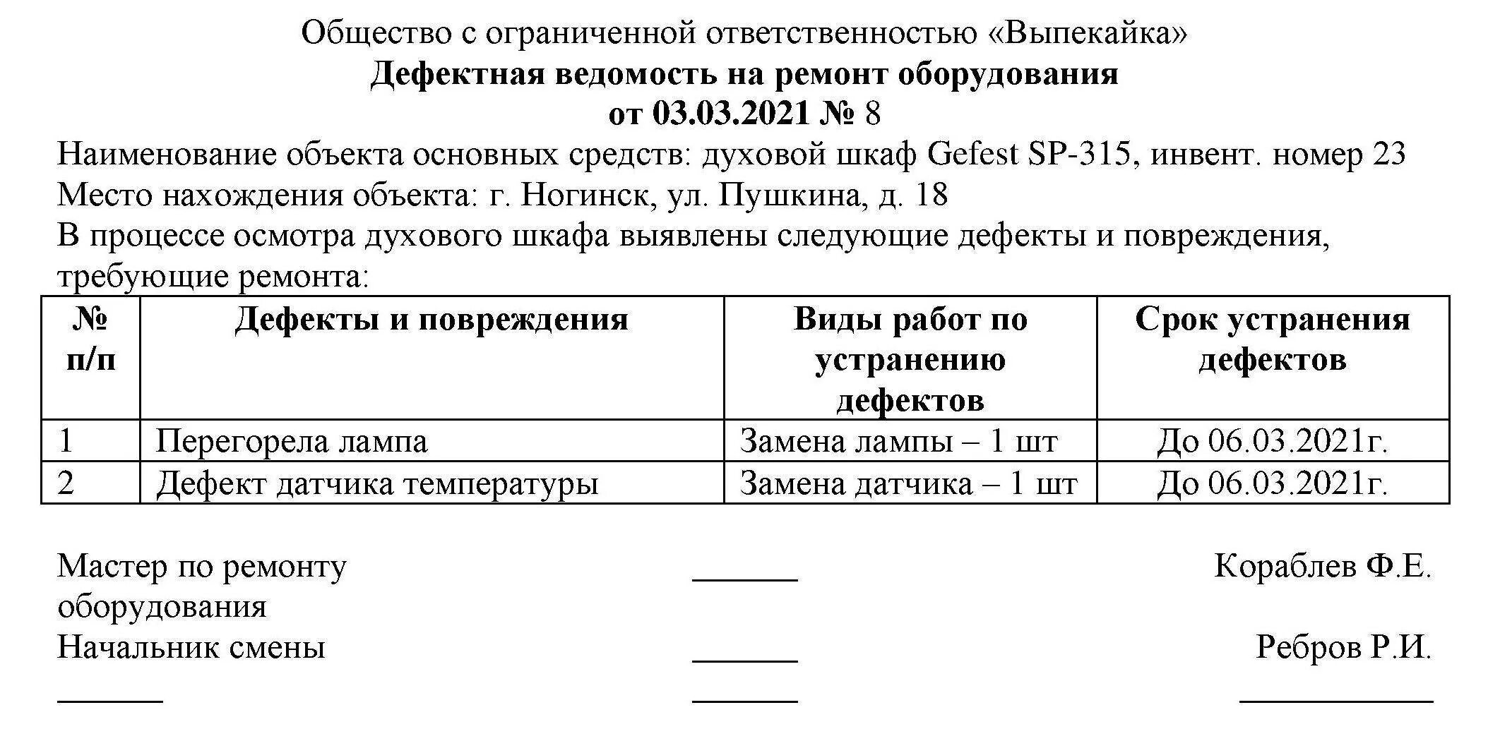 Ведомость дефектовки оборудования. Дефектная ведомость на ремонт. Форма дефектной ведомости на ремонт электрооборудования. Образец заполнения дефектной ведомости на запчасти автомобиля. Дефектовочная ведомость автомобиля