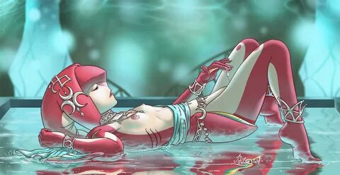 folo, mipha, zora, the legend of zelda, areolae, breasts, female, female on...