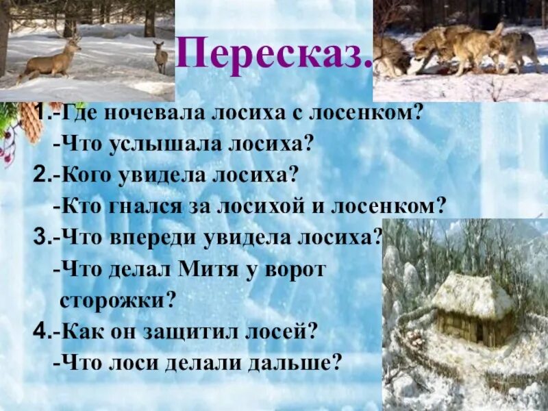 Зимой в декабрьскую стужу лосиха с лосенком. Зимой лосиха с лосенком ночевали в густом Осиннике. Смелый поступок Скребицкий. Презентация зимой, в декабрьскую стужу, лосиха.