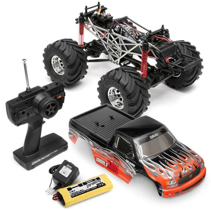 Траки на радиоуправлении. Монстр HPI Wheely King 4x4. HPI Wheely King. Кузов HPI Wheely King. Радиоуправляемая машинка King Speed Racing King.