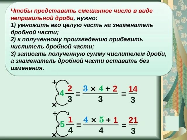 Смешанные дроби в неправильную дробь правило. Представление неправильной дроби в виде смешанной. Представить в виде смешанных чисел неправильные дроби. Представьте неправильную дробь в виде смешанного числа. Представить в виде неправильных дробей смешанные числа.