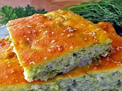 Заливной пирог с сыром и зеленью