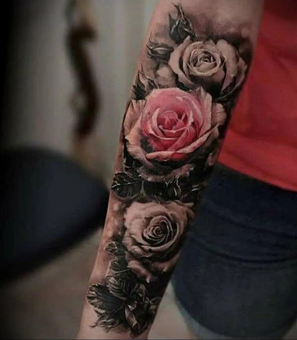 Женские тату розы. Тату цветы на руке. Женский рукав розы.
