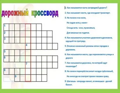 Кроссворд дорожные правила