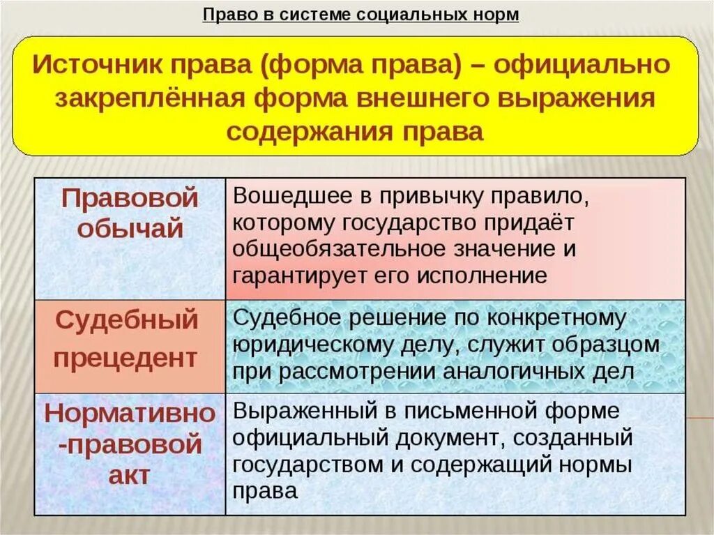 Система социальных прав. Право в системе социальных норм.