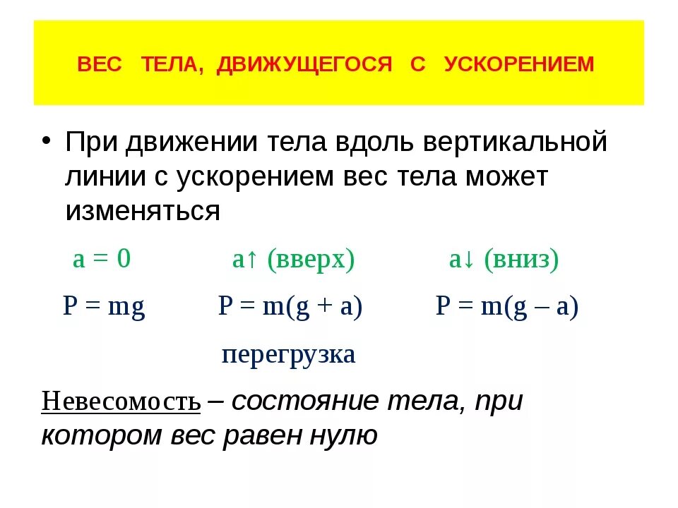 Правило массы. Формулы веса тела при движении с ускорением. Вес тела движущегося с ускорением вверх и вниз. Вес тела движущегося с ускорением формула. Вес тела с ускорением вверх формула.