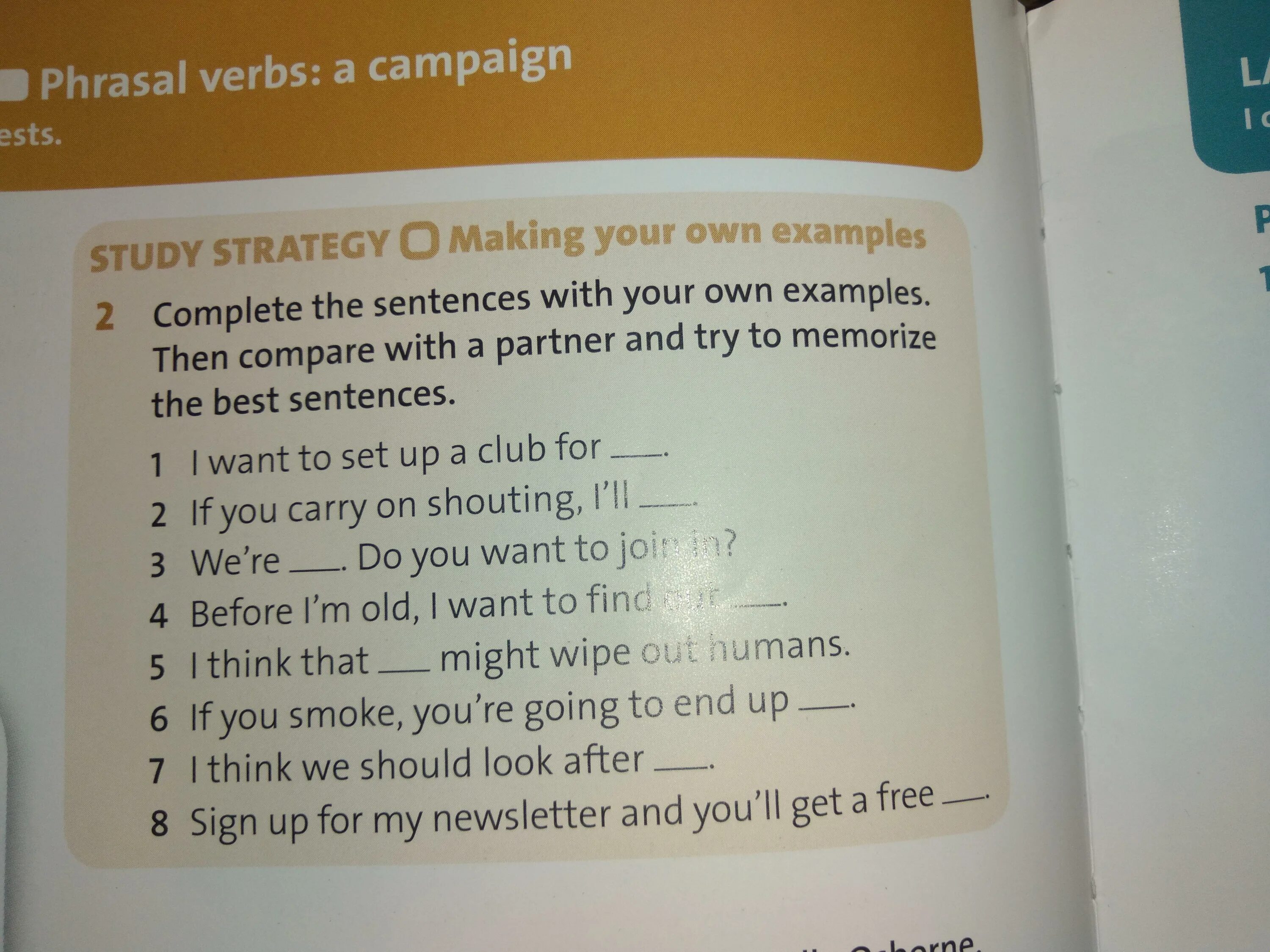 2 c complete the sentences