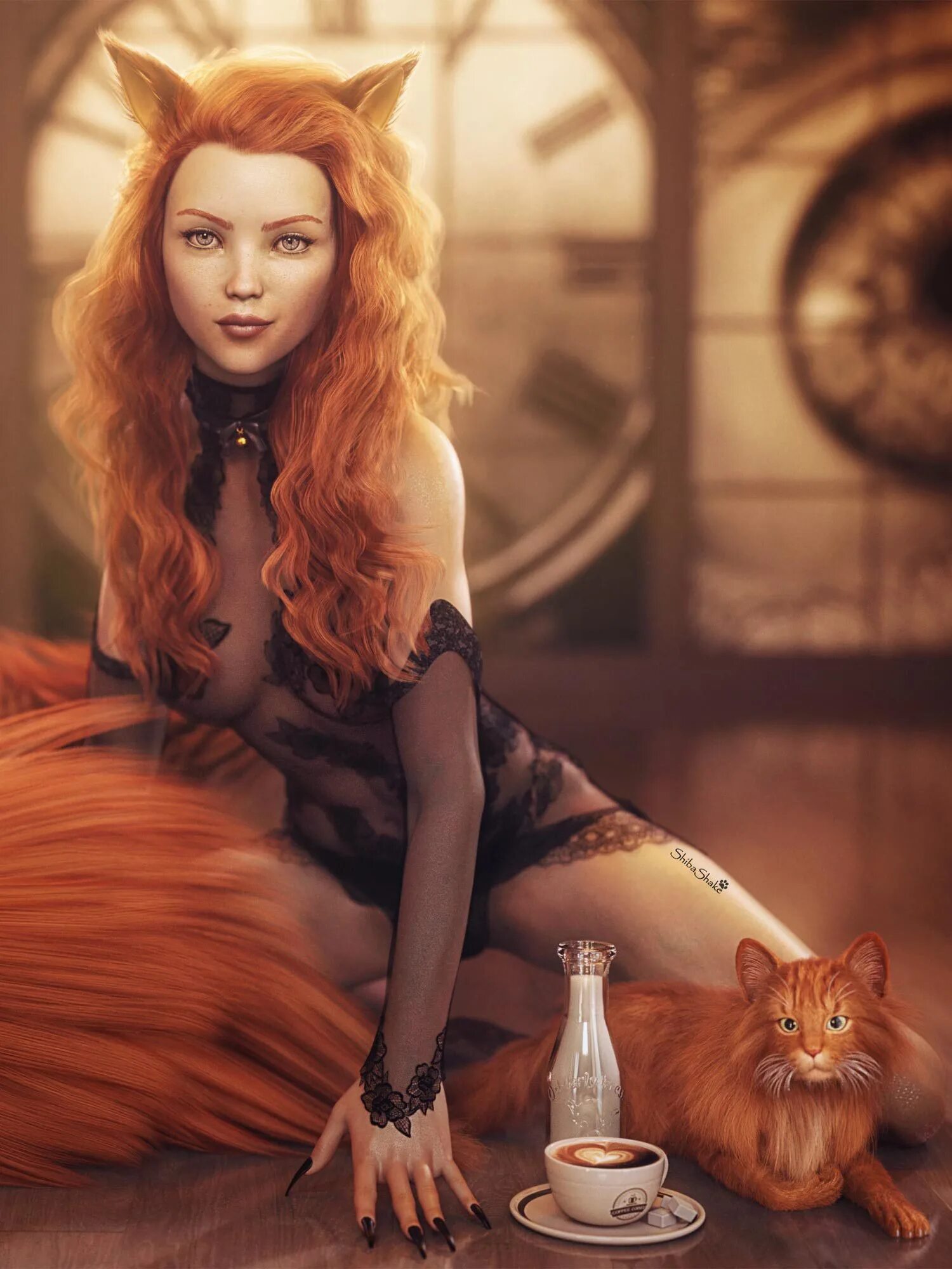 Рыжая девушка кошка. Рыжая ведьма с котом. Рыжеволосая колдунья. Марита татариэль. Девушка кошечка.