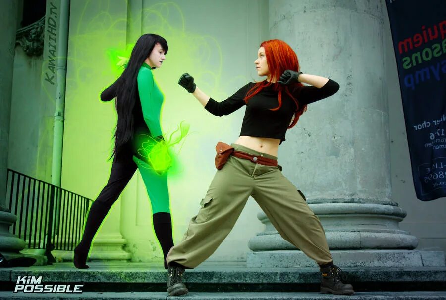 Косплей плюсы. Kim and Shego Cosplay. Shego Kim possible Cosplay.