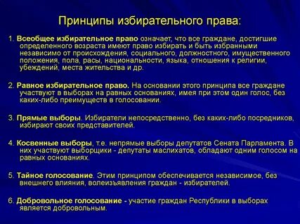 Принципы выборов и их характеристика