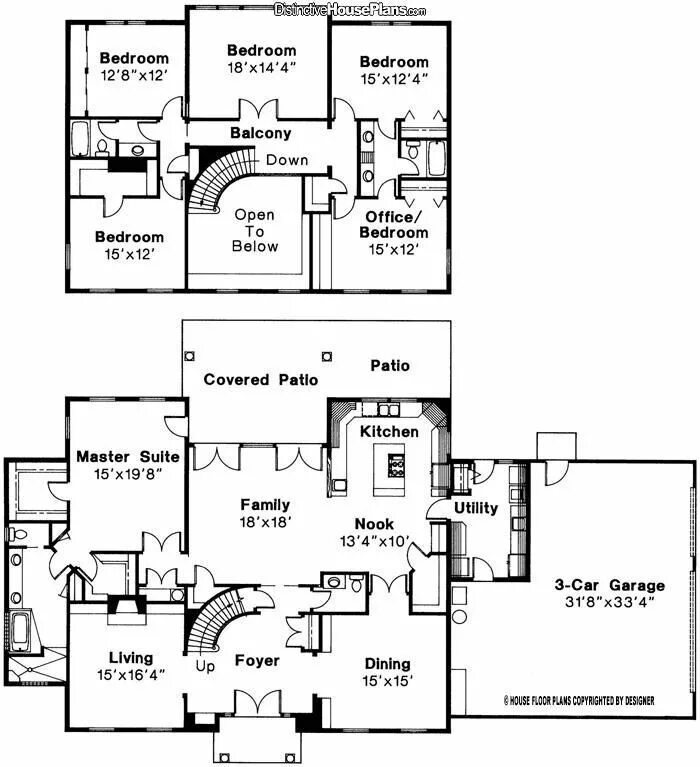 Open to below. House plan 4x8 two story. 2 story house layout. 3 bedrooms and office house plans. open to below house plans.