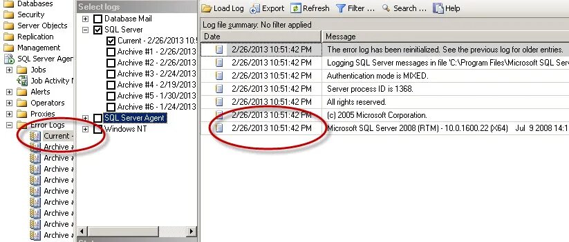 Server file error log. Server file error log
