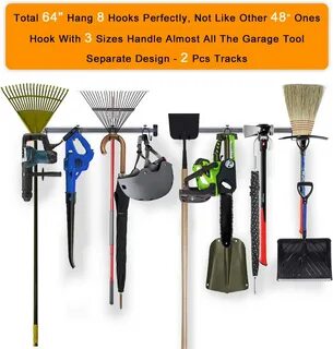 Utility Rack Mop Rake Shovel Holds Up To 350lbs Kinghouse Garage Wall Organizer 