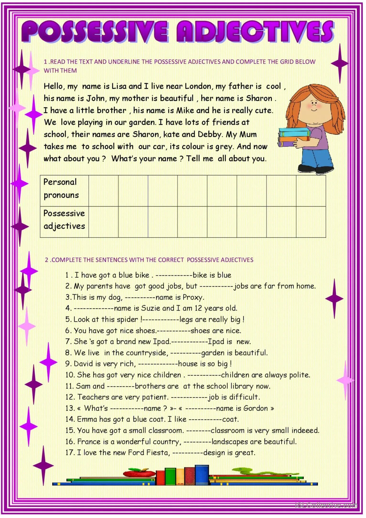 If kate a lot of exercises she. Английский язык possessive adjectives задания. притяжательные местоимения worksheets. possessive adjectives and pronouns упражнения. possessive adjectives exercises.
