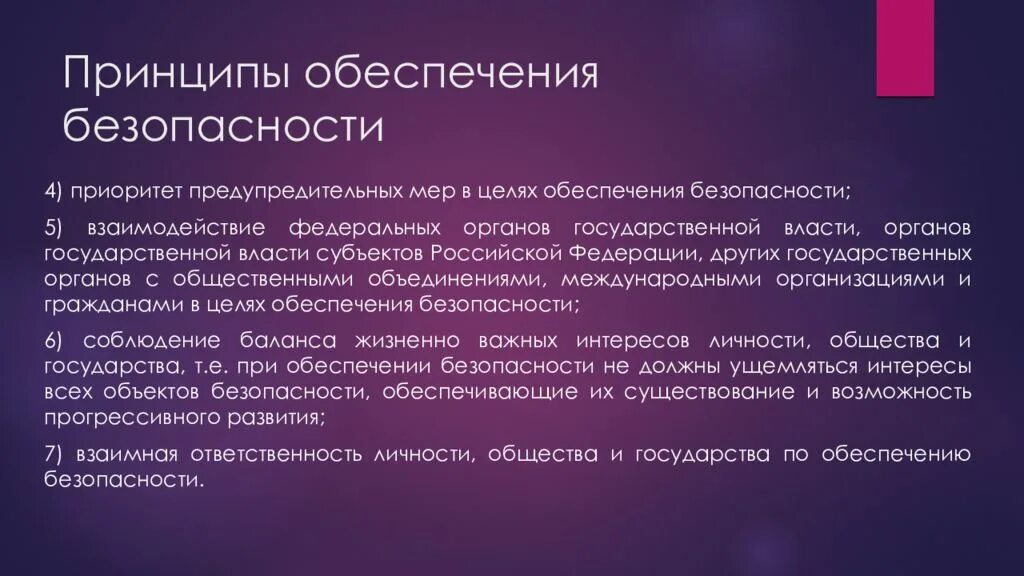 Что значит обеспечение человека. Принципы обеспечения безопасности. Приоритет предупредительных мер в целях обеспечения безопасности. Принцип приоритета безопасности. Принципы обеспечения национальной безопасности.