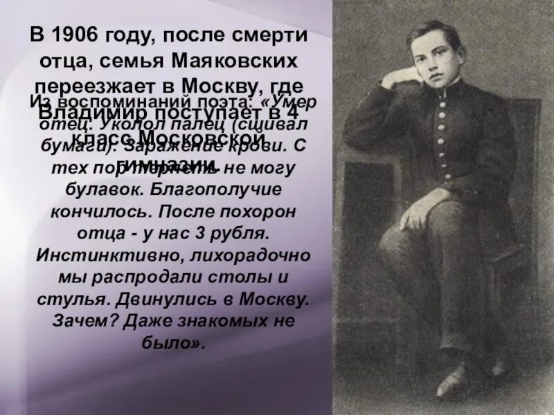 Маяковский в 1906 году. Смерть отца Маяковского. Маяковский после 1906 года. Маяковский после смерти отца.