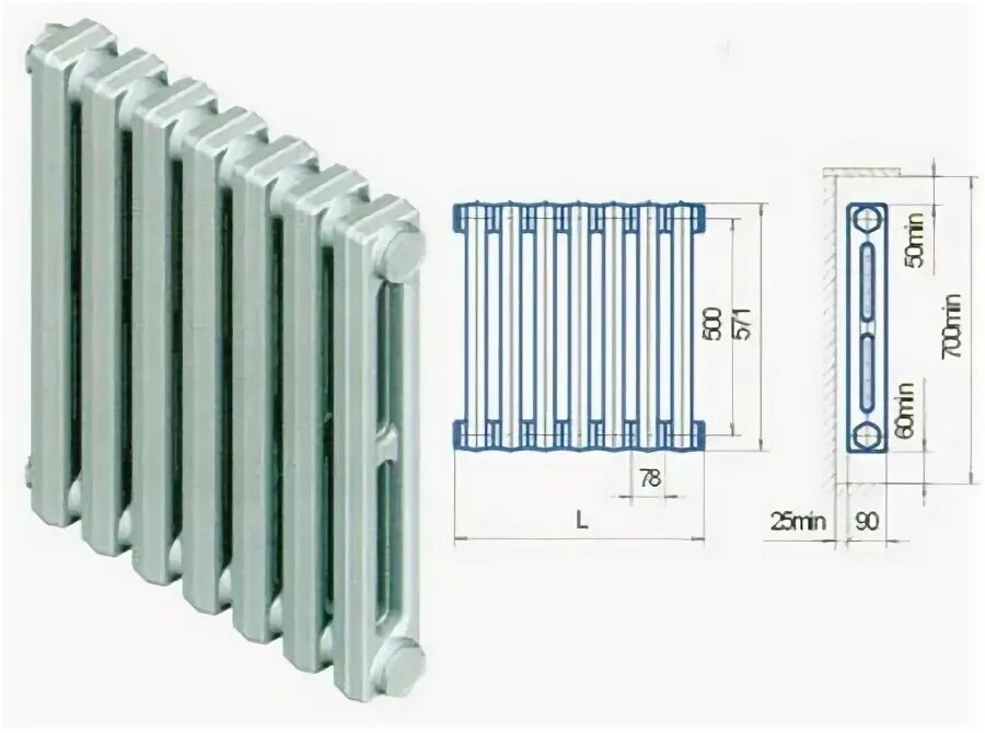 Радиатор отопительный чугунный МС-90. Чугунная батарея МС 90. МС 90-500 чугунная батарея. Радиатор чугунный МС-90 высота секции.