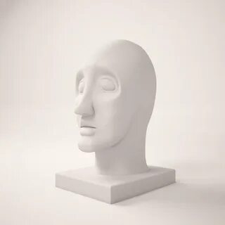 plaster head model 3d visualization: render v-rey 1 group object in the sce...