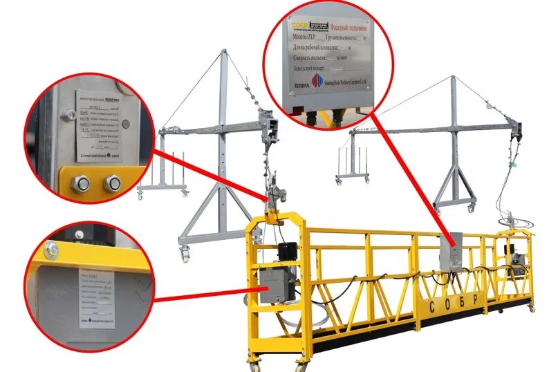 Освидетельствование люльки. Строительная люлька ZLP-630. Фасадный подъемник ZLP 630 запасовка тросов. Люлька фасадная ZLP-630. Концевик ZLP 630.