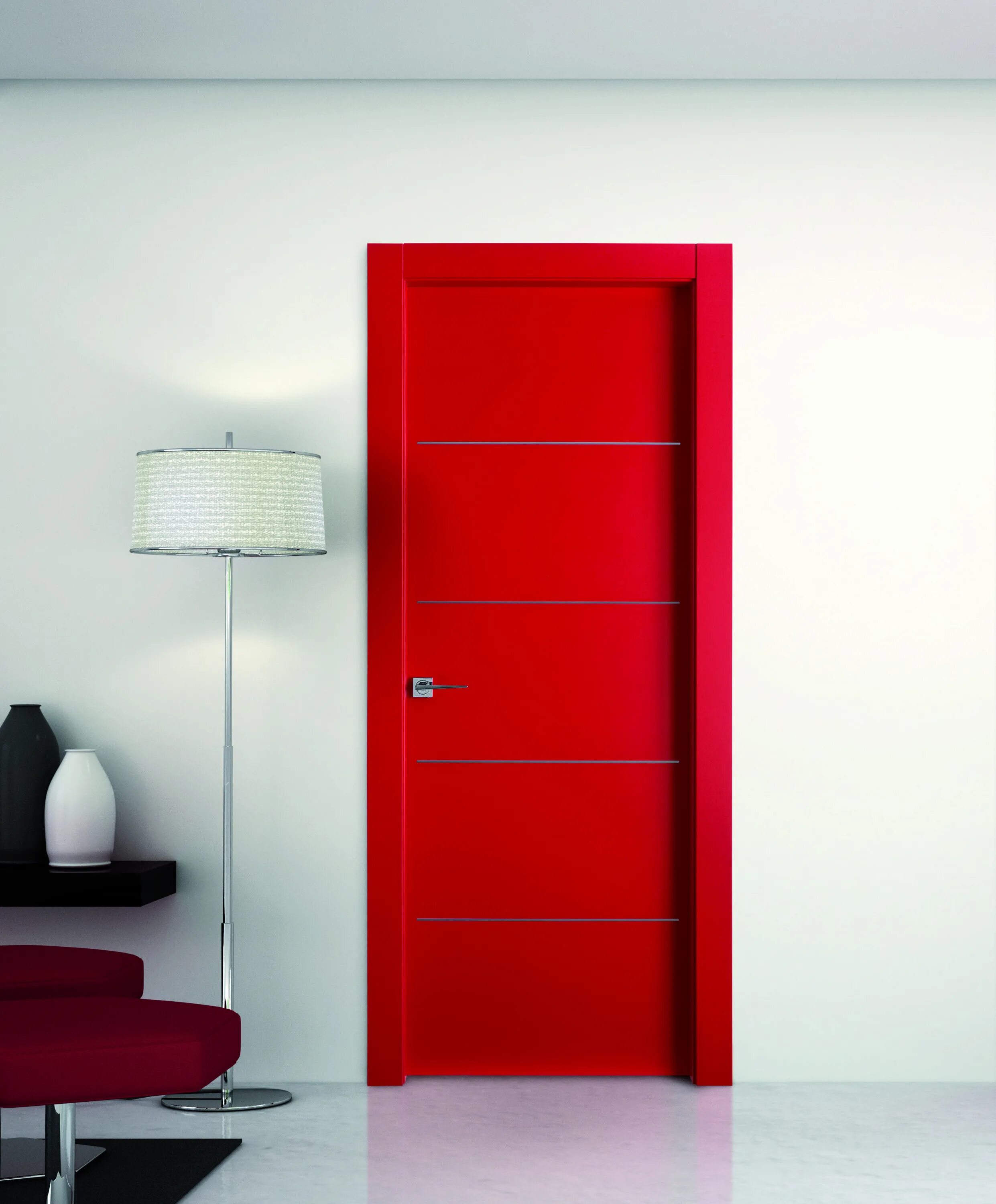 Красная межкомнатная дверь. Цветные межкомнатные двери. Красная дверь в интерьере. Двери в интерьере.