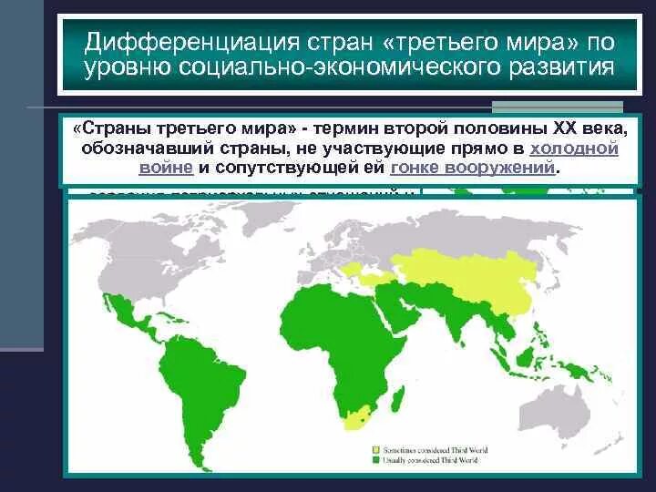 Сравнение по уровню социально экономического развития стран. Дифференциация развивающихся стран.