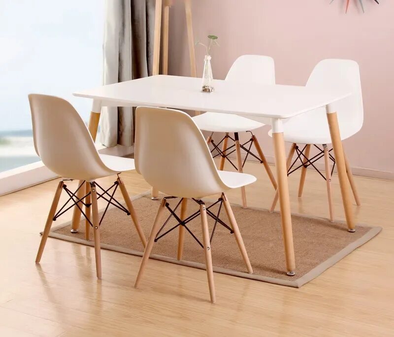 Комплект стульев 4 шт для кухни. Стол Eames DSW 120 см. Кухонный стол Эймс-80 White. Комплект Eames DSW. Стол Eames DSW 90 см + стулья Style.