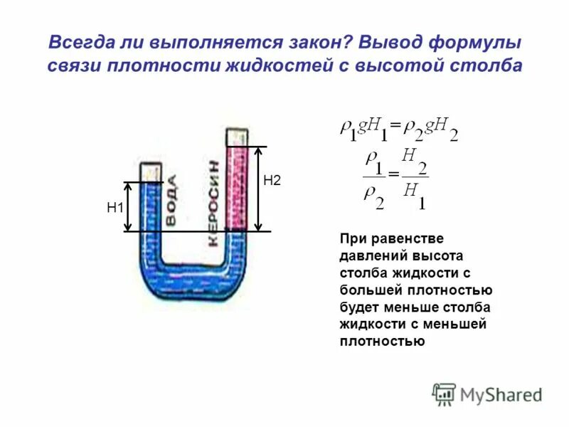 Как найти высоту давления жидкости. Закон жидкости в сообщающихся сосудах. Гидростатическое давление определение формула единицы измерения. Давление в сообщающихся сосудах. Сообщающиеся сосуды физика формулы.