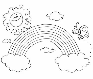 Красивая радуга - раскраска для детей. Распечатать бесплатно. 5F4